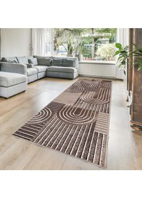 Goodproduct, GOODproduct L&auml;ufer &raquo;Lyssandra&laquo; rechteckig 8 mm H&ouml;he 3D-Effekt, softer Kurzflor, pflegeleicht, leichter Glanz, Scandi-Look, sand, 