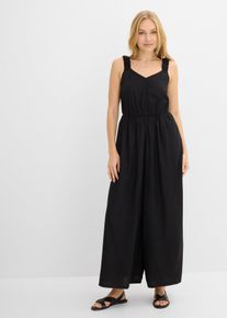 Jumpsuit aus flie&szlig;ender Viskose in schwarz, Gr&ouml;sse 42, bonprix