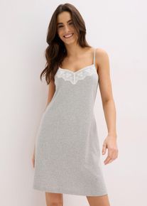 Nuisette en coton c&ocirc;tel&eacute; en gris, Taille 48/50 (XL), 95% coton, Couleur/Motif: gris clair chin&eacute;/blanc, bonprix