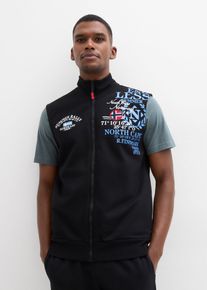 Sweat zipp&eacute; sans manches &agrave; col montant en noir pour homme, Taille 68/70 (4XL), 100% coton, Couleur/Motif: noir imprim&eacute;, bonprix