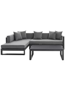 Amatio Loungegarnitur , Anthrazit , Metall, Glas, Textil , F&uuml;llung: Schaumstoff,Schaumstoff,Polyester , L-Form , 248x180 cm , Gartenm&ouml;bel, Loungem&ouml;bel, Lounge-Serien
