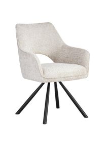 Ambia Home Armlehnstuhl , Schwarz, Perlmutt , Metall, Textil , Drehkreuz , 60x85x63 cm , inklusive Armlehnen, Sitzfl&auml;che 180&deg; drehbar , Esszimmer, St&uuml;hle, Polsterst&uuml;hle