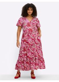 sheego by Joe Browns Witt Damen Wickelkleid mit Volant am Saum, erdbeere-pink-gemustert, Gr&ouml;&szlig;e 50, 100% Viskose