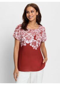 WITT Damen Schlupfbluse mit Bl&uuml;ten-Druck, rot-wei&szlig;-bedruckt, Gr&ouml;&szlig;e 50, 95% Polyester, 5% Elasthan