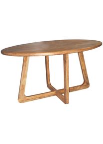Mid.you Esstisch , Naturfarben , Holz , Mangoholz , vollmassiv , oval , U-Form , 100x75.5x145 cm , Esszimmer, Esstische, Esstische