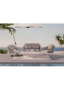 Ambia Garden Gartenm&ouml;bel-Set , Dunkelgrau, Beige , Metall, Textil , 4-teilig , F&uuml;llung: Schaumstoff,Polyester , Gartenm&ouml;bel, Gartengarnituren, Gartenm&ouml;bel-Sets