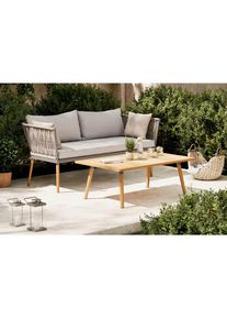 Ambia Garden Gartenm&ouml;bel-Set , Grau, Schwarz, Akaziefarben , Holz, Metall, Textil , 2-teilig , Akazie , massiv , 110x161.7x40 cm , FSC 100% , Gartenm&ouml;bel, Gartengarnituren, Gartenm&ouml;bel-Sets