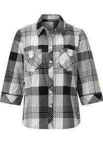 Damen Karobluse mit aufgesetzten Brusttaschen schwarz-weiss-kariert