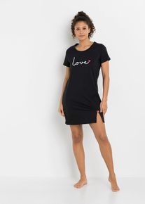 Chemise de nuit en coton en noir, Taille 36/38 (S), 100% coton, bonprix