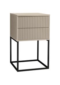 Livetastic Nachttisch , Schwarz, Kaschmir , Metall, Holzwerkstoff , 2 Schublade(n) Schubladen , 40x65x38.5 cm , Schlafzimmer, Nachttische