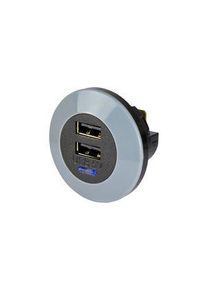 Alfatronix Charger, Front Fitting, Car, 2x USB-A, 3A, 15W, Black - PVPRO-DFF