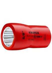 Knipex Ratchet Socket, VDE, 3/8", Double Hex, 1/2" - 98 37 1/2"