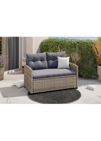 Ambia Garden Gartenbank , Grau, Dunkelgrau , Metall, Kunststoff, Textil , 120x76x67 cm , mit R&uuml;ckenlehne , Gartenm&ouml;bel, Gartenb&auml;nke