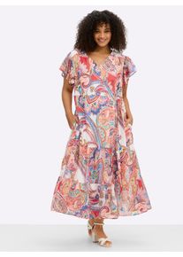 sheego by Joe Browns Witt Damen Chiffonkleid mit Paisleydruck, ecru-rot-gemustert, Gr&ouml;&szlig;e 56, 100% Polyester