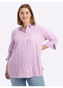 sheego Witt Damen Gestreifte Bluse mit 3/4-&Auml;rmeln, orchidee-wei&szlig;-gestreift, Gr&ouml;&szlig;e 40, 65% Baumwolle, 35% Viskose