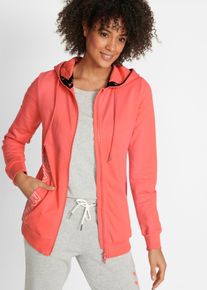 Witt Damen Sweatjacke mit 2-Wege-Reissverschluss, koralle, Gr&ouml;&szlig;e 36/38, 100% Baumwolle