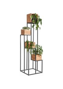 Ambia Home Blumenst&auml;nder , Schwarz, Akaziefarben , Holz, Metall , Akazie , massiv , 42.5x150x42.5 cm , Wohnzimmer, Wohnzimmertische, Blumentische