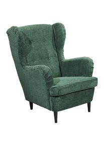 P & B Ohrensessel , Dunkelgr&uuml;n , Textil , Buche , massiv , 78x102x98 cm , Wohnzimmer, Sessel, Sessel