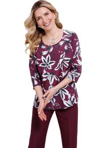 Damen Druckbluse in floralem Dessin burgund-ecru-bedruckt