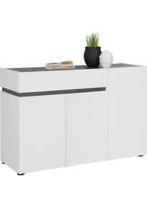 Voleo Sideboard , Anthrazit, Weiss , Holzwerkstoff , 2 F&auml;cher , 1 Schublade(n) Schubladen , 120.2x80.1x42.6 cm , erweiterbar, Typenauswahl, Beim&ouml;bel erh&auml;ltlich, stehend , Kleinm&ouml;bel, Kommoden, Sideboards