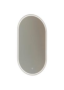 Novel Badezimmerspiegel , Silberfarben , Glas , oval , 50x90x3.1 cm , Goldenes M , beheizbar , Badezimmer, Badezimmerspiegel, Badspiegel