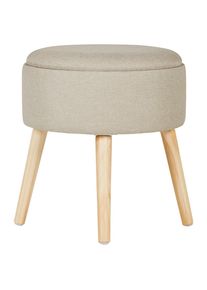Xora Hocker , Naturfarben, Greige , Holz, Textil, Holzwerkstoff , Kiefer , massiv , rund , 39x42x39 cm , Stauraum , Wohnzimmer, Sessel, Hocker, Sitzhocker