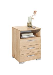 CARRYHOME Nachttisch , Eichefarben , Kunststoff , 3 Schublade(n) Schubladen , 45x62x35 cm , Schlafzimmer, Nachttische
