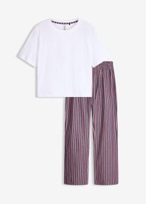 Pyjama mit gewebter Hose in weiss, Gr&ouml;sse 36/38 (S), bonprix