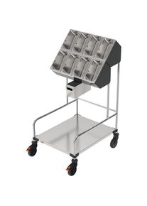 Chariot &agrave; plateaux et &agrave; couverts, en deux parties, avec distributeur de serviettes, L x l x h 648 x 787 x 1350 mm