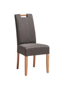 P & B Stuhl , Grau , Holz, Textil , Buche , massiv , eckig , 46x101x62 cm , mit Griff , Esszimmer, St&uuml;hle, Esszimmerst&uuml;hle