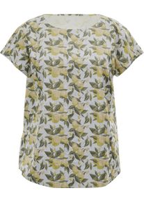 Damen Tunika mit Zitronen-Bl&auml;tter-Druck zitrone-khaki-bedruckt