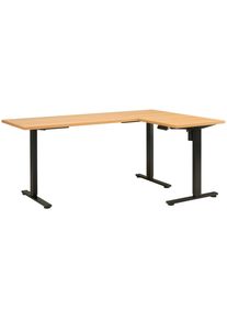 Mid.you Eckschreibtisch , Schwarz, Eichefarben , Metall, Holzwerkstoff , rechteckig , eckig , 120x74.5-119x180 cm , h&ouml;henverstellbar , B&uuml;rom&ouml;bel, Schreibtische, Eckschreibtisch