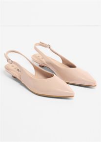 Ballerines slingback vernies en beige, Taille 37, bonprix