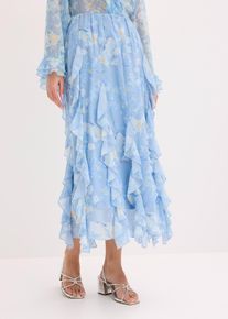 Maxirock aus leichtem Chiffon in blau, Gr&ouml;sse 44, bonprix