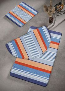 Tapis de bain &agrave; m&eacute;moire de forme en bleu2 (Tapis pour WC suspendu), Couleur/Motif: bleu ray&eacute;, bonprix