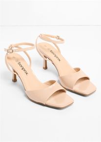Sandales &agrave; talon et brides en beige, Taille 40, bonprix