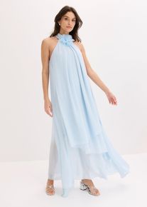 Robe longue avec fleur appliqu&eacute;e en bleu, Taille 40, Couleur/Motif: bleu poudr&eacute;, bonprix