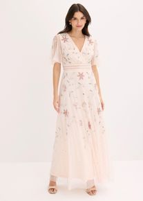 Robe de soir&eacute;e avec broderies de sequins en rose, Taille 44, Couleur/Motif: rose floral, bonprix