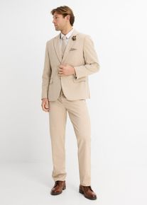 Costume 4 pi&egrave;ces avec gilet sans manches et cravate regular en marron pour homme, Taille 46, Couleur/Motif: marron clair chin&eacute;, bonprix