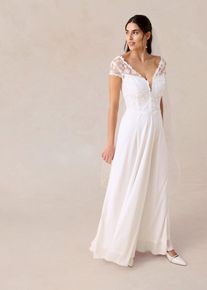 Robe de mari&eacute;e &agrave; dentelle en blanc, Taille 54, Couleur/Motif: &eacute;cru, bonprix