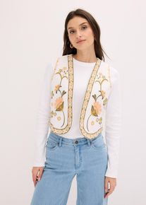 Gilet sans manches brod&eacute; en beige, Taille 50, Couleur/Motif: &eacute;cru floral, bonprix