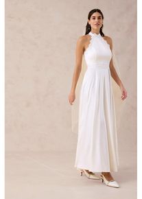 Robe de mari&eacute;e en satin brillant et dentelle en blanc, Taille 40, Couleur/Motif: &eacute;cru, bonprix