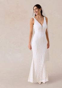 Robe de mari&eacute;e brod&eacute;e de sequins en blanc, Taille 48, Couleur/Motif: &eacute;cru, bonprix