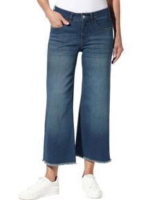 Damen 7/8-Jeans mit Fransen am Saum blue-stone-washed