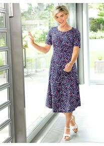 WITT Damen Sommerkleid, marine-fuchsia-bedruckt, Gr&ouml;&szlig;e 50, 100% Baumwolle