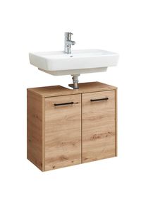 Xora Waschbeckenunterschrank , Eichefarben , Metall , 60x53x33 cm , Zusatzausstattung erh&auml;ltlich, h&auml;ngend , Badezimmer, Badezimmerschr&auml;nke, Waschbeckenunterschr&auml;nke