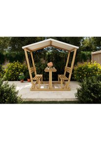Ambia Garden Gartenm&ouml;bel-Set , Creme, Akaziefarben , Holz, Textil , 3-teilig , Akazie , massiv , 210x183x120 cm , wetterfest , Gartenm&ouml;bel, Gartengarnituren, Gartenm&ouml;bel-Sets