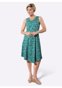 WITT Damen Sommerkleid im Millefleurs-Dessin, smaragd-fuchsia-bedruckt, Gr&ouml;&szlig;e 44, 100% Baumwolle