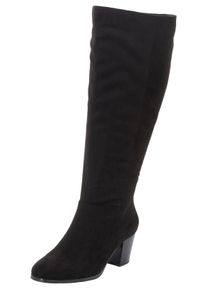 sheego Witt Damen Weitschaftstiefel aus Velours-Lederimitat, schwarz, Gr&ouml;&szlig;e 42, 100% Polyester