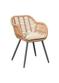 Ambia Garden Gartenstuhl , Grau, Naturfarben, Beige , Metall, Kunststoff, Textil , F&uuml;llung: Schaumstoff , Rundrohr , 56x80x60 cm , UV-best&auml;ndig , Gartenm&ouml;bel, Gartenst&uuml;hle, Gartensessel